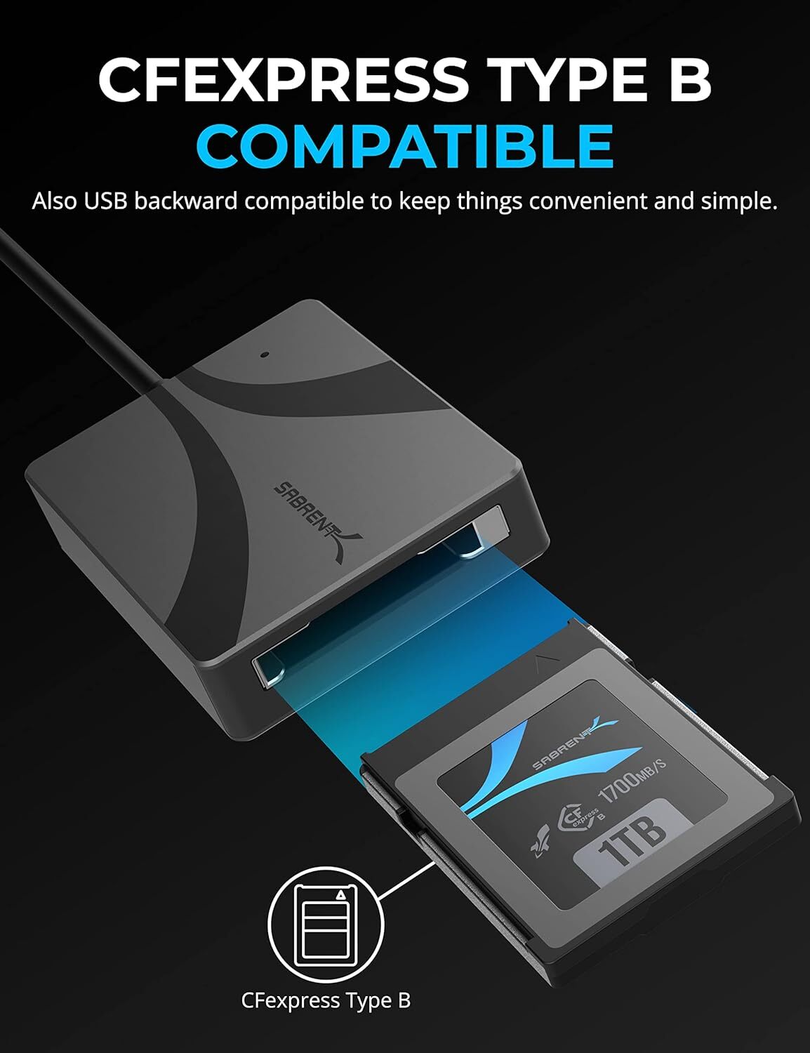 Sabrent USB Type C CFExpress Type B Card Reader CR-CFXB NEW Image 2