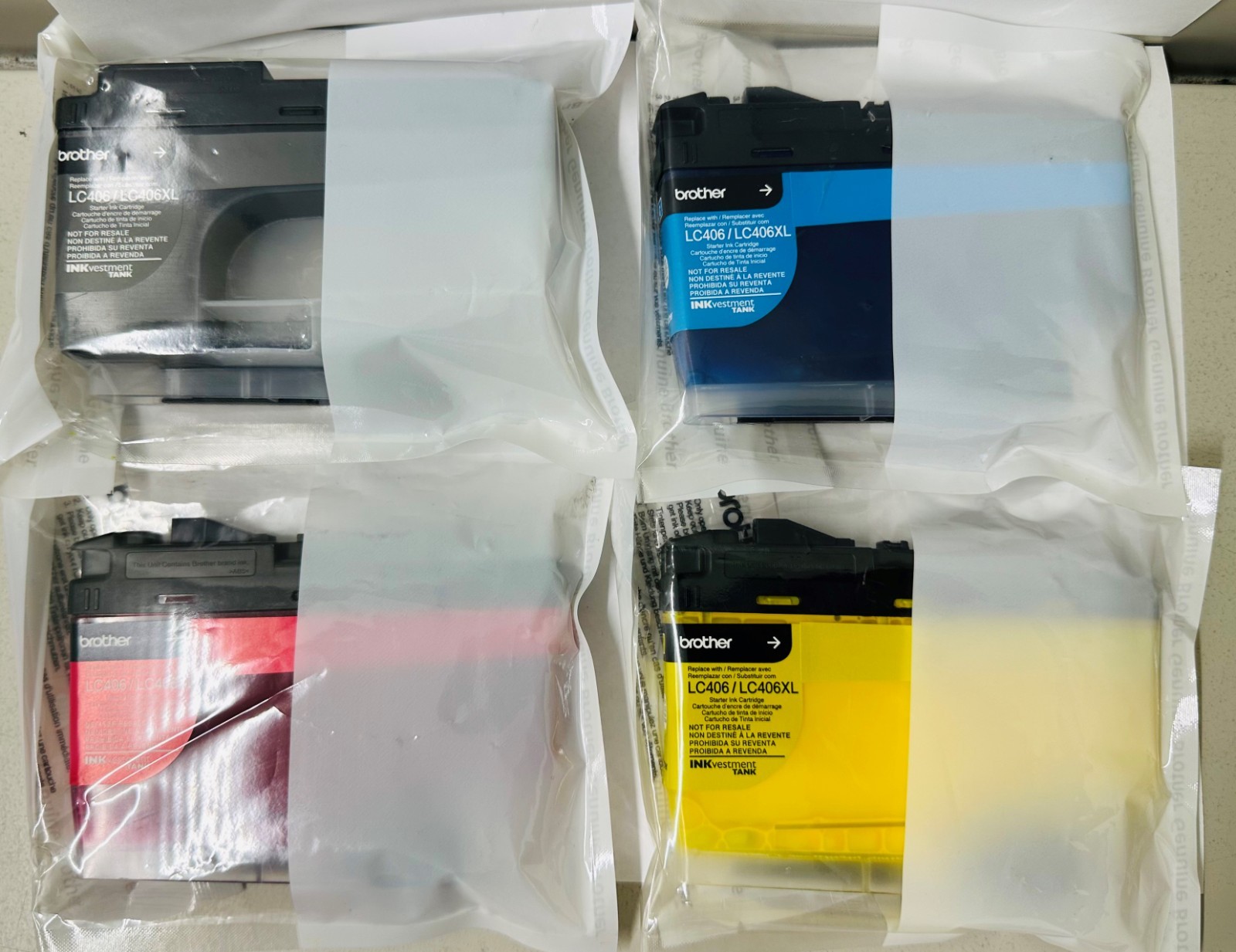 New Genuine Brother LC406/LC406XL 4PK Black Color Starter Ink Cartridges Image 1